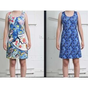 ANIMAPOP sleeveless REVERSIBLE dress floral no wrinkle laser cut small NWT
